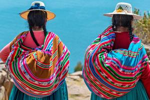 Two Ladies on the edge of Lake Titicaca